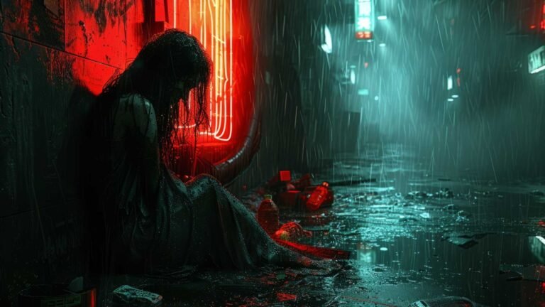 Illustration d’une femme prostrée après une rupture amoureuse, symbole du choc émotionnel sur la santé