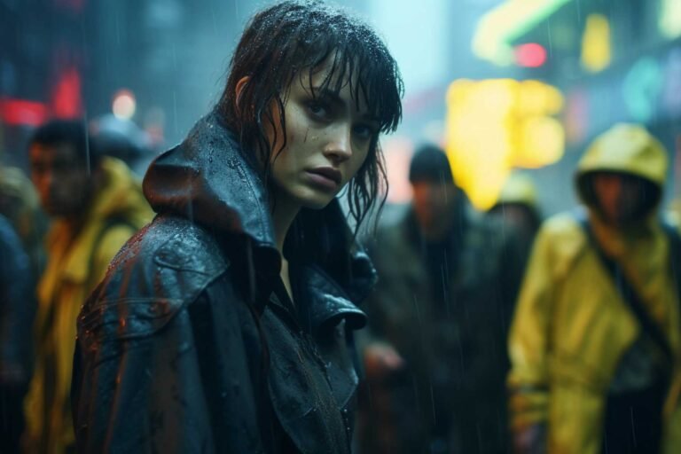 Femme seule sous la pluie, symbole de solitude et de désarroi après une rupture amoureuse, illustrant un article de Némésis Coaching sur la reconstruction émotionnelle.